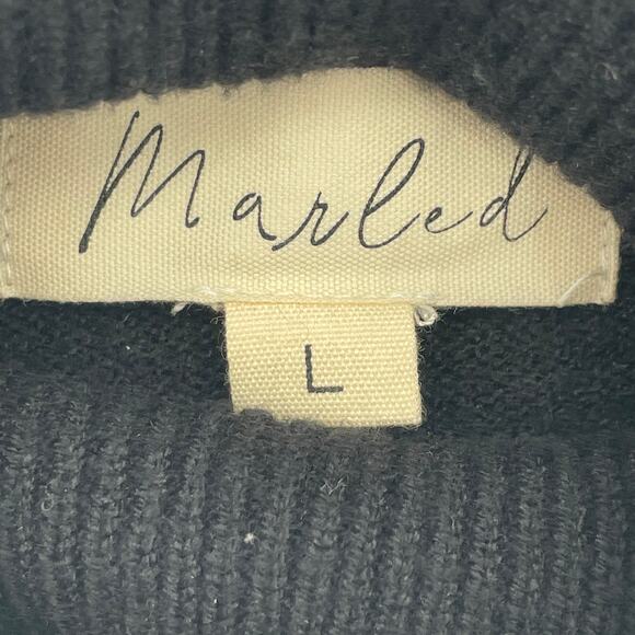 Marled Women's Turtleneck Blouse, Long Sheer Swiss Dot Lace Sleeves, Black Sz. L - Picture 4 of 10